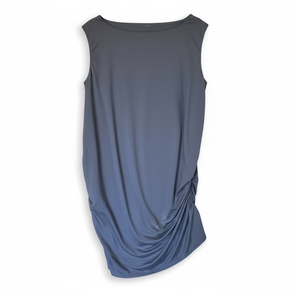 Girlfriend Collective Ruched Tunic Dress Slate Gray Sleeveless Boat Neck 6XL